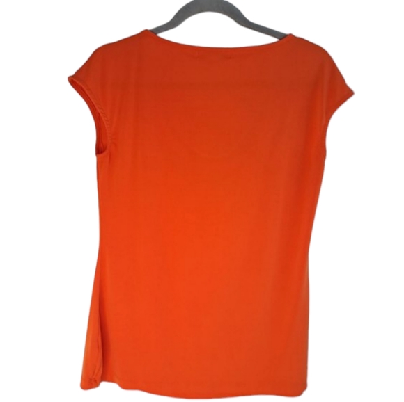 NWOT Liz Claiborne Orange Cowl Neck Cap Sleeved Blouse Size Medium - Picture 2 of 5